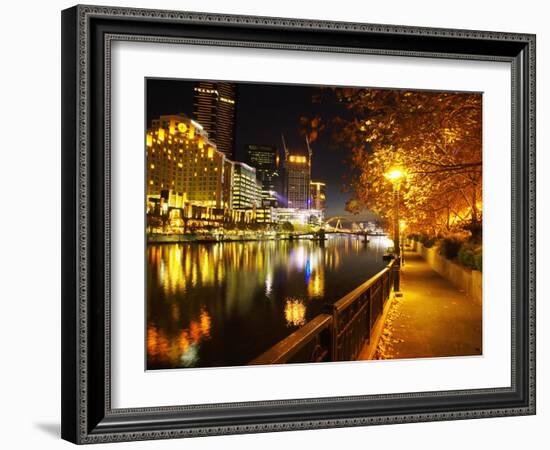 Southbank, Yarra River, and Flinders Walk, Melbourne, Victoria, Australia-David Wall-Framed Photographic Print