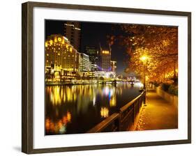 Southbank, Yarra River, and Flinders Walk, Melbourne, Victoria, Australia-David Wall-Framed Photographic Print