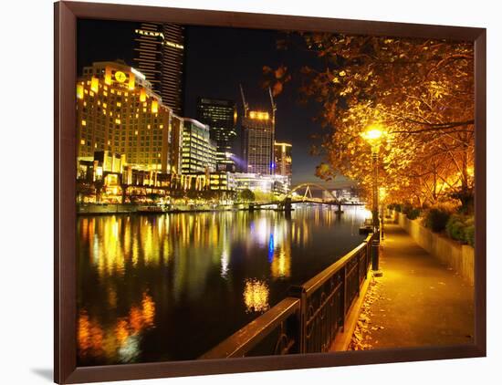 Southbank, Yarra River, and Flinders Walk, Melbourne, Victoria, Australia-David Wall-Framed Photographic Print