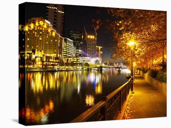 Southbank, Yarra River, and Flinders Walk, Melbourne, Victoria, Australia-David Wall-Stretched Canvas