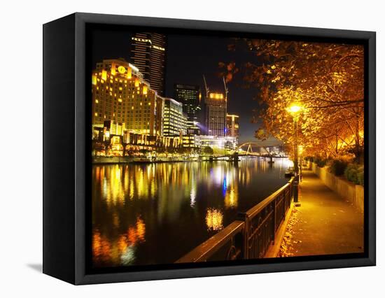 Southbank, Yarra River, and Flinders Walk, Melbourne, Victoria, Australia-David Wall-Framed Stretched Canvas