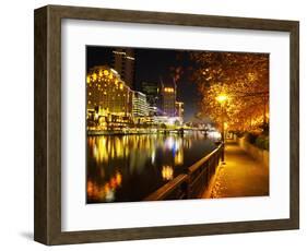 Southbank, Yarra River, and Flinders Walk, Melbourne, Victoria, Australia-David Wall-Framed Photographic Print