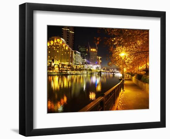 Southbank, Yarra River, and Flinders Walk, Melbourne, Victoria, Australia-David Wall-Framed Photographic Print