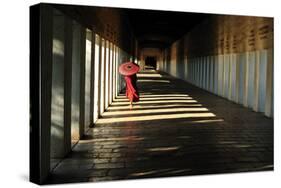 Southeast Asian Young Little Buddhist Monks Walking Morning Alms in Bagan, Myanmar-Mudvayne-Stretched Canvas