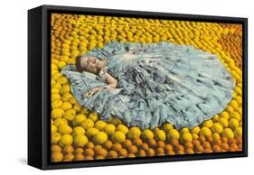 Southern Belle Lying on Oranges, Florida-null-Framed Stretched Canvas