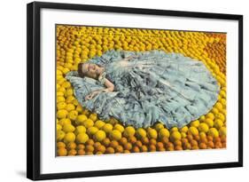 Southern Belle Lying on Oranges, Florida-null-Framed Art Print