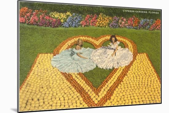 Southern Belles with Grapefruit Display, Cypress Gardens, Florida-null-Mounted Art Print