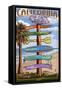 Southern California Beaches - Destination Sign-Lantern Press-Framed Stretched Canvas