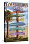 Southern California Beaches - Destination Sign-Lantern Press-Stretched Canvas