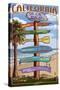 Southern California Beaches - Destination Sign-Lantern Press-Stretched Canvas