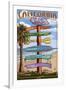 Southern California Beaches - Destination Sign-Lantern Press-Framed Art Print