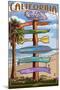 Southern California Beaches - Destination Sign-Lantern Press-Mounted Art Print