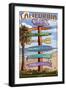 Southern California Beaches - Destination Sign-Lantern Press-Framed Art Print