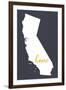 Southern California - Home State - Outline-Lantern Press-Framed Art Print