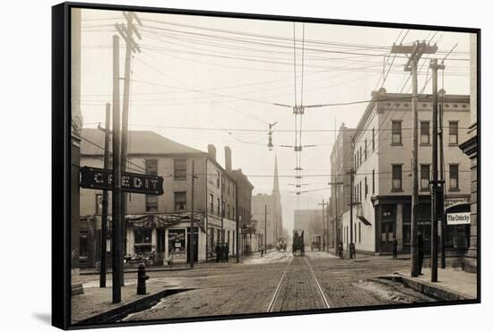 Southern Cambria Railway Tracks Through Johnstown-null-Framed Stretched Canvas