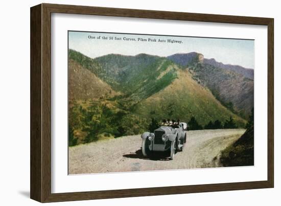 Southern Colorado, View of Tourists Driving on the Pikes Peak Highway-Lantern Press-Framed Art Print