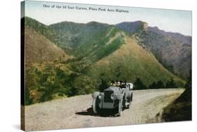 Southern Colorado, View of Tourists Driving on the Pikes Peak Highway-Lantern Press-Stretched Canvas