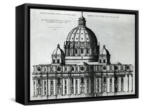 Southern Facade of St. Peter's Basilica in Vatican from Drawing by Michelangelo-null-Framed Stretched Canvas