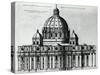 Southern Facade of St. Peter's Basilica in Vatican from Drawing by Michelangelo-null-Stretched Canvas