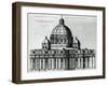 Southern Facade of St. Peter's Basilica in Vatican from Drawing by Michelangelo-null-Framed Giclee Print