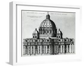 Southern Facade of St. Peter's Basilica in Vatican from Drawing by Michelangelo-null-Framed Giclee Print