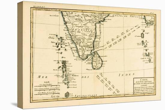 Southern India and Ceylon, from 'Atlas De Toutes Les Parties Connues Du Globe Terrestre' by…-Charles Marie Rigobert Bonne-Stretched Canvas