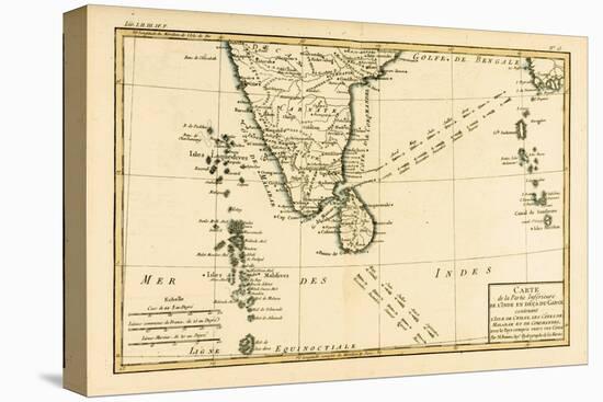 Southern India and Ceylon, from 'Atlas De Toutes Les Parties Connues Du Globe Terrestre' by…-Charles Marie Rigobert Bonne-Stretched Canvas