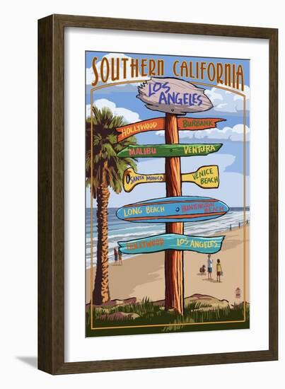 Southern Los Angeles, California - Destination Sign-Lantern Press-Framed Art Print