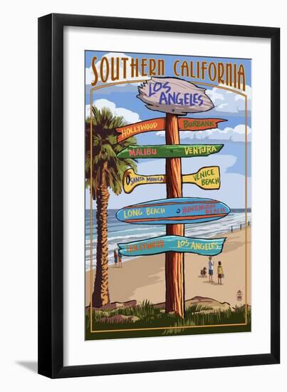 Southern Los Angeles, California - Destination Sign-Lantern Press-Framed Art Print