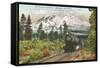Southern Pacific Railroad and Mt. Shasta, California-null-Framed Stretched Canvas