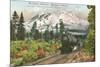 Southern Pacific Railroad and Mt. Shasta, California-null-Mounted Art Print