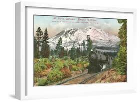 Southern Pacific Railroad and Mt. Shasta, California-null-Framed Art Print