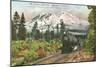 Southern Pacific Railroad and Mt. Shasta, California-null-Mounted Art Print