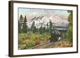 Southern Pacific Railroad and Mt. Shasta, California-null-Framed Art Print