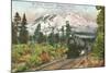 Southern Pacific Railroad and Mt. Shasta, California-null-Mounted Art Print