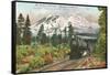 Southern Pacific Railroad and Mt. Shasta, California-null-Framed Stretched Canvas