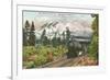 Southern Pacific Railroad and Mt. Shasta, California-null-Framed Premium Giclee Print