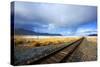 Southern Pacific Railway under Storm Clouds, Black Rock Desert,Nevada-Richard Wright-Stretched Canvas