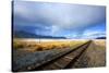 Southern Pacific Railway under Storm Clouds, Black Rock Desert,Nevada-Richard Wright-Stretched Canvas