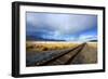 Southern Pacific Railway under Storm Clouds, Black Rock Desert,Nevada-Richard Wright-Framed Photographic Print
