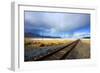 Southern Pacific Railway under Storm Clouds, Black Rock Desert,Nevada-Richard Wright-Framed Photographic Print