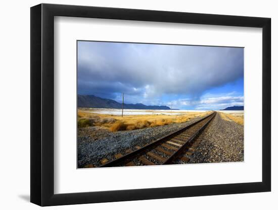 Southern Pacific Railway under Storm Clouds, Black Rock Desert,Nevada-Richard Wright-Framed Photographic Print