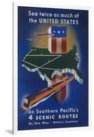 Southern Pacific's 4 Scenic Routes Travel Poster-null-Framed Giclee Print