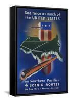 Southern Pacific's 4 Scenic Routes Travel Poster-null-Framed Stretched Canvas