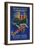 Southern Pacific's 4 Scenic Routes Travel Poster-null-Framed Giclee Print