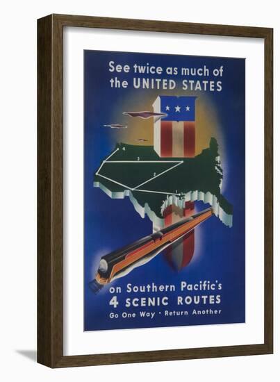 Southern Pacific's 4 Scenic Routes Travel Poster-null-Framed Giclee Print