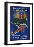 Southern Pacific's 4 Scenic Routes Travel Poster-null-Framed Giclee Print