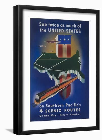 Southern Pacific's 4 Scenic Routes Travel Poster-null-Framed Giclee Print