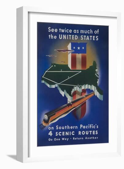 Southern Pacific's 4 Scenic Routes Travel Poster-null-Framed Giclee Print