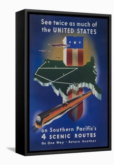 Southern Pacific's 4 Scenic Routes Travel Poster-null-Framed Stretched Canvas